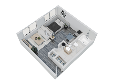 studio floor plan at Addison Cove